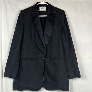 Emerson Fry Black Wingtip Linen Dinner Jacket Blazer